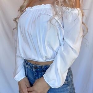 Brandy Melville White Off-Shoulder Blouse